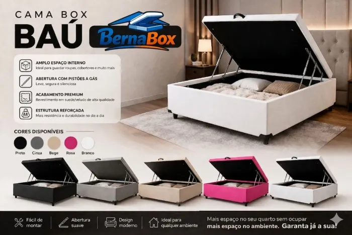 Cama Box Baú - Solteiro/Casal/Queen DIRETO DA FÁBRICA 