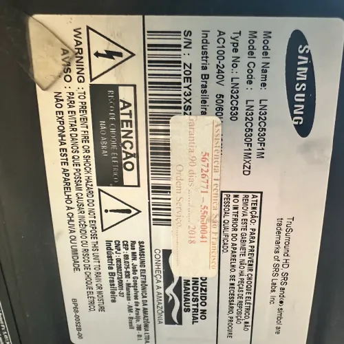 Tv Samsung modelo LN32C530F1M para concerto ou aproveitar peças 