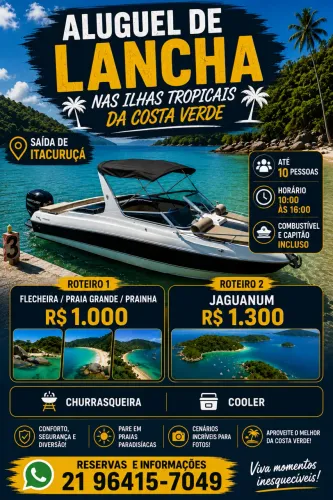 Aluguel de lancha na costa verde