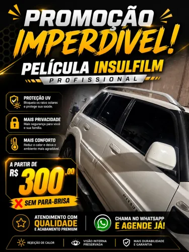Película solar promoção sem parabrisa 