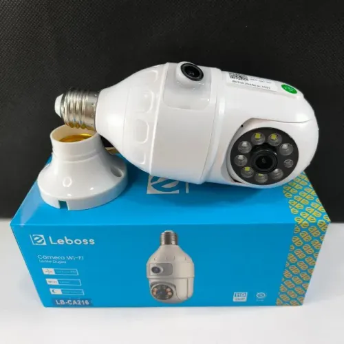 Camera de Segurança Lampada Com 2 Lentes Rotativa - Entrega das 9 até 22hrs