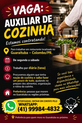 AUXILIAR DE COZINHA (TAXA)