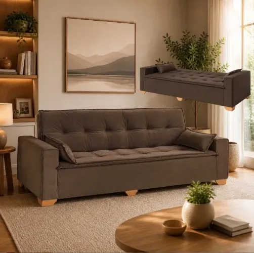 Sofá Cama Marrom Espaço Nobre 2,18 m
