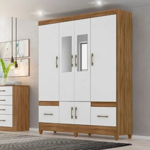 Guarda Roupa Casal com Espelho MS912 4 portas 2 gavetas Dividimos Em Até 10x Sem Juros
