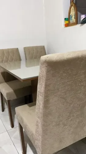 Conjunto Sala de Jantar Tampo de Vidro 4 Cadeiras Capri Madesa