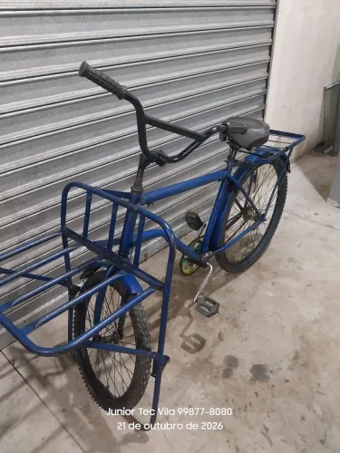BICICLETA SÓLIDA MONARK DE FERRO MACIÇO COM BAGAGEIRO TRASEIRO ADAPTADO C SUPORTE DE PESO