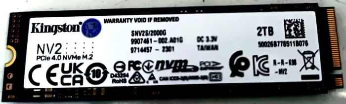 SSD Kingston 2TB Nv2 M.2 Snv2s/2000g - Nvme Gen 4 - Leitura 3500MB/s, Gravação: 2800MB/s