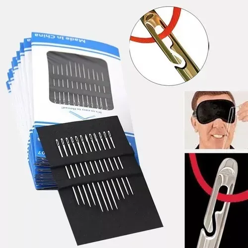 12pçs Agulhas de costura cegas em aço inoxidável, furo lateral da agulha para costura domé