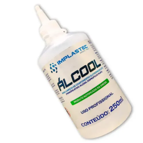 Álcool Isopropílico 99,8% para Limpeza Eletrônica 250ml com Bico Implastec