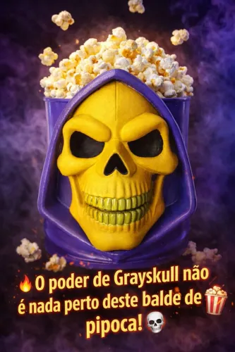 Balde de pipoca Eskeletor feito sob encomenda 