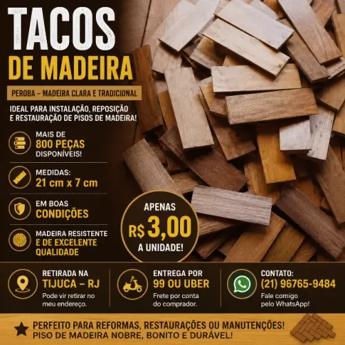 TACOS DE MADEIRA PEROBA PARA PISO - ÓTIMA OPORTUNIDADE!