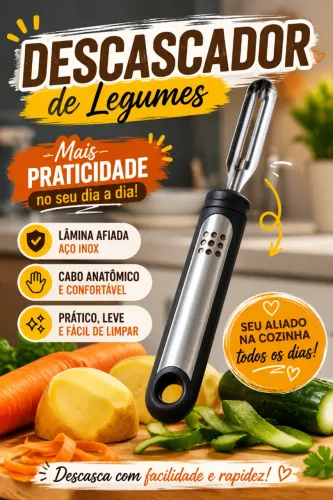 Descascador de Legumes em Aço Inox - Prático, Resistente e Fácil de Usar