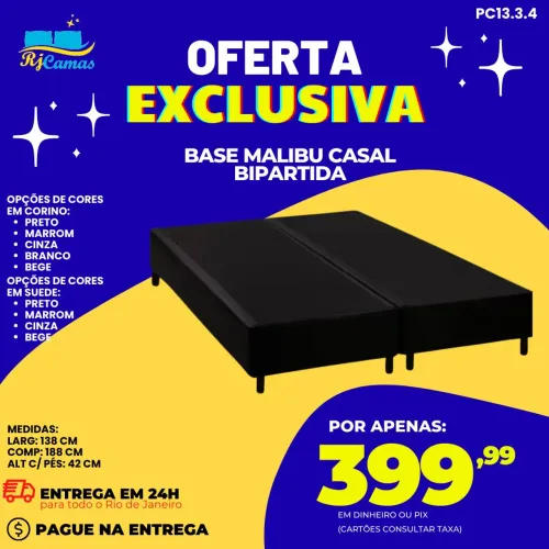 Base cama casal bipartida Suede ou Corino / 4 cores / pague na entrega / receba em até 24h