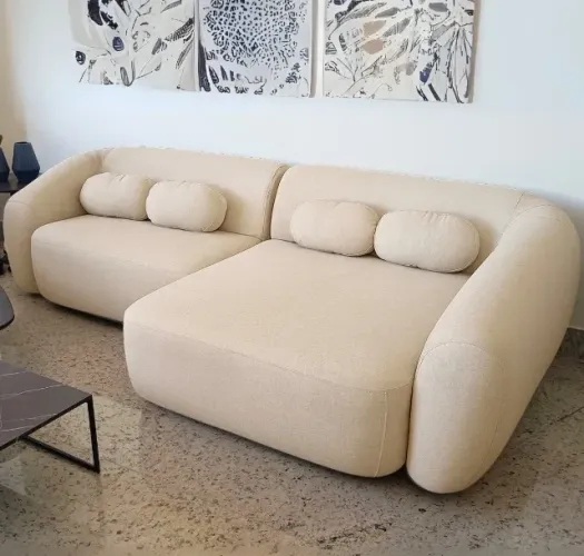 Sofá Living Verona Soft 2,40 m Linho Bege Hidro