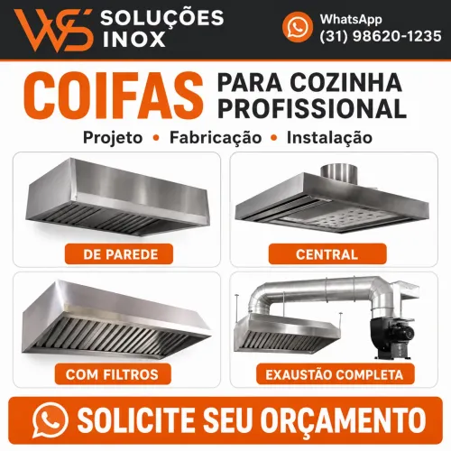 Coifas industriais para cozinha sob medida com instalação completa