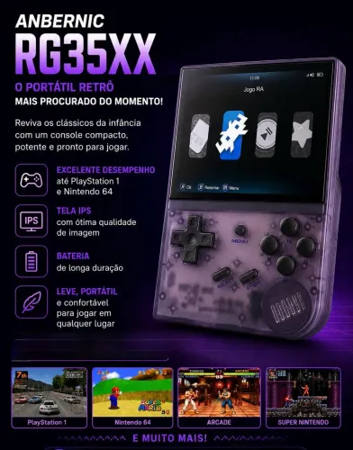 Console Portátil Retro RG35XX com milhares de jogos, novo sem uso na caixa !!