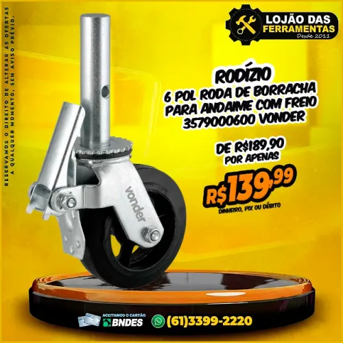 Rodízio 6 Polegadas Roda de Borracha Para Andaime Com Freio * Vonder