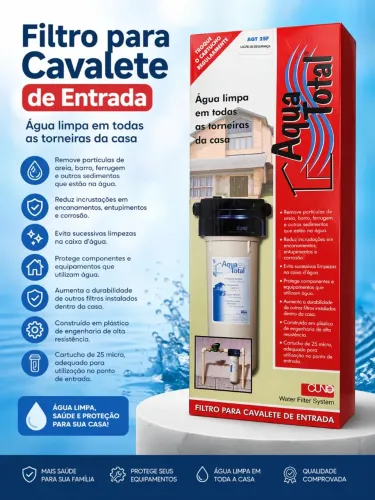 Filtro de Água para Cavalete de Entrada - Aqua Total AQT 25F Água Limpa na Casa Toda 