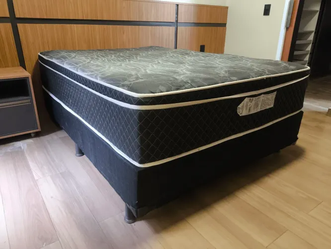 Cama Box + Colchão Casal Molas Ensacadas Gazin Pérola Negra