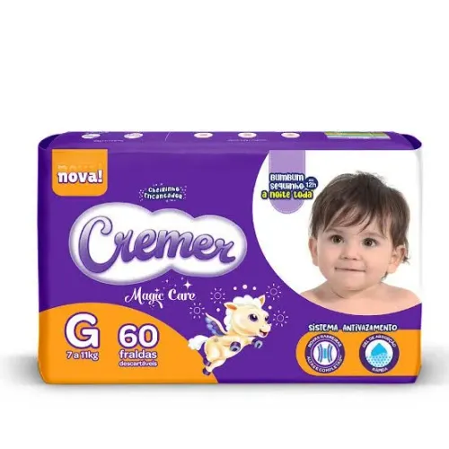 Fralda Cremer - pacote com 60 fraldas. Tamanho G
