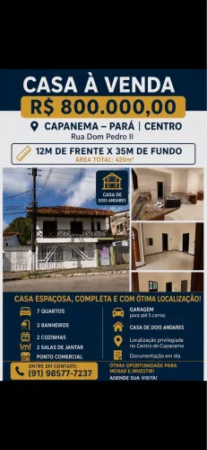 Casa de alto padrão a venda no centro de Capanema 