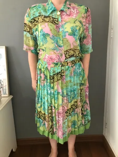 Conjunto Feminino Blusa E Saia Plissada Estampa Floral