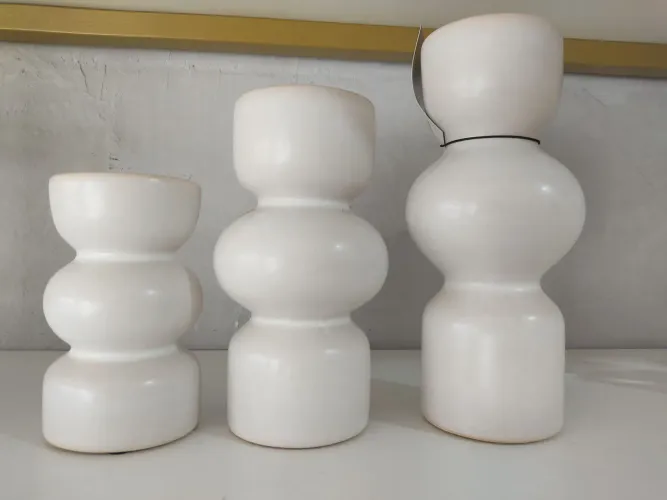 Kit porta velas em cerâmica