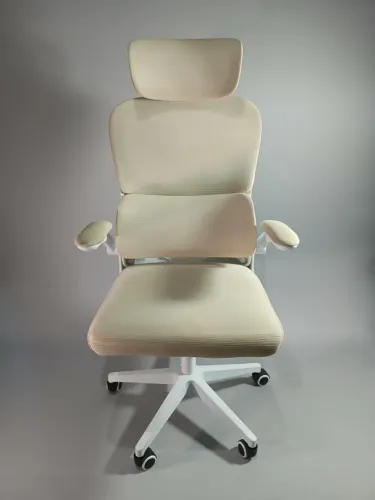 Cadeira de Escritório Ergonômica 3D Bege com Apoio Lombar