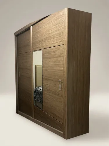 Guarda-Roupa Casal MDF 2 Portas de Correr com Espelho - Conservadíssimo!