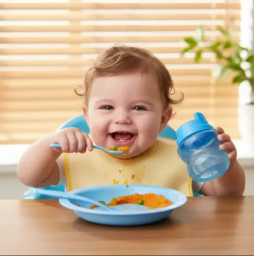 Kit Refeição Bebê 3 Peças Prato, Copo, prato E Talher *novo, lacrado*.