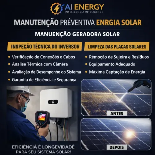 Limpeza Placa Solar e Inspeção Tecnica