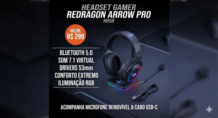 Headset Gamer Redragon Arrow Pro H858