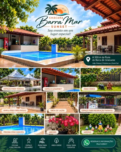 Chácara com Piscina para Eventos e Temporada - Barra de Gramame/JP