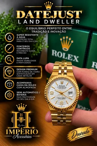 Relógio Land Dourado com Branco