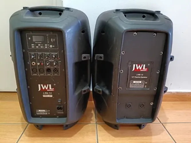 Par de caixa ativa passiva JWL 12 pol 350 watts bluetooth