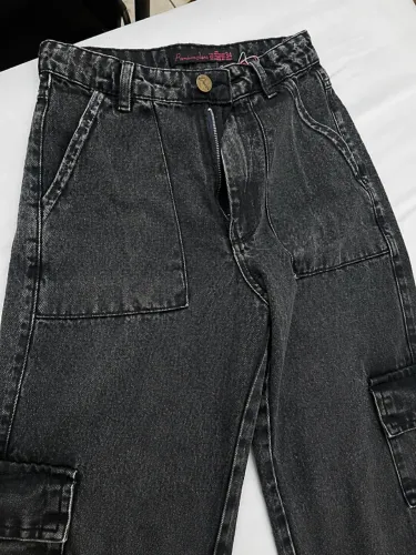 Calça cargo jeans grafite nova 