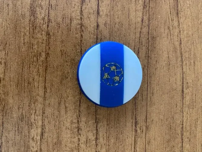 Botão de Futebol de Botão Azul e Branco Anos 90 Colecionável