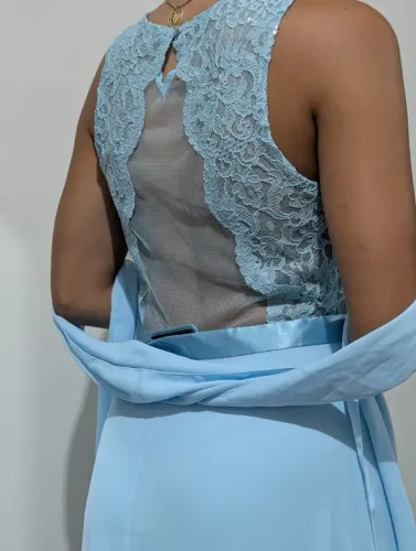 Vestido de festa azul serenity 