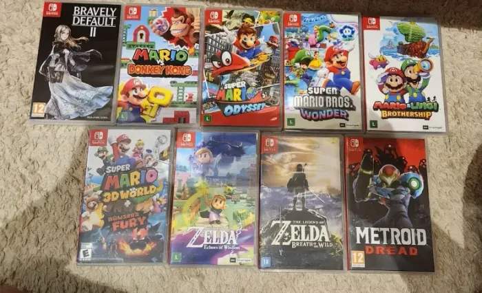 Kit 9 Jogos Nintendo Switch Mario Bravely Zelda Metroid