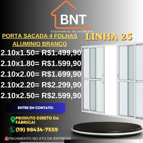 PORTA SACADA 4 FOLHAS ALUMINIO BRANCO 2.10X2.00 (Linha 25)