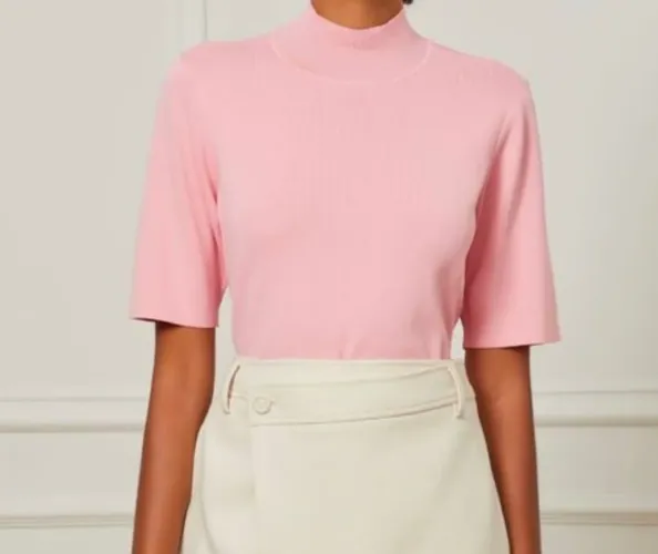 T-shirt Animale Gola Alta Rosa (Tam. PP)