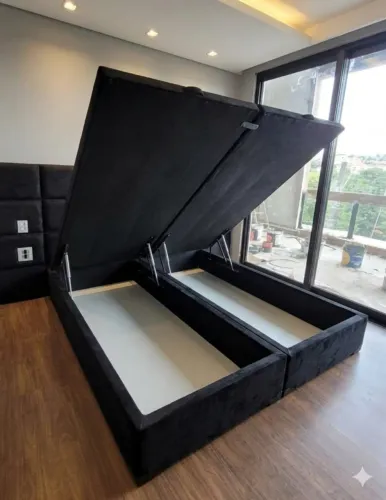 Base para cama box baú casal queen king pronta entrega 1 ano de garantia 