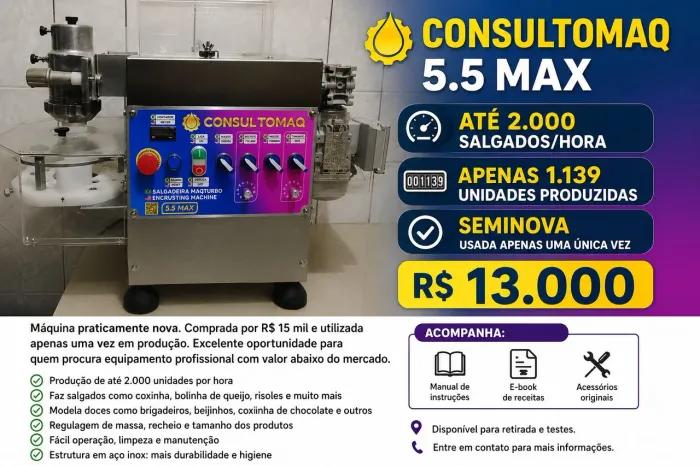 Máquina de Salgados Consultomaq 5.5 Max - Semi Nova, Usada Apenas 1 Vez