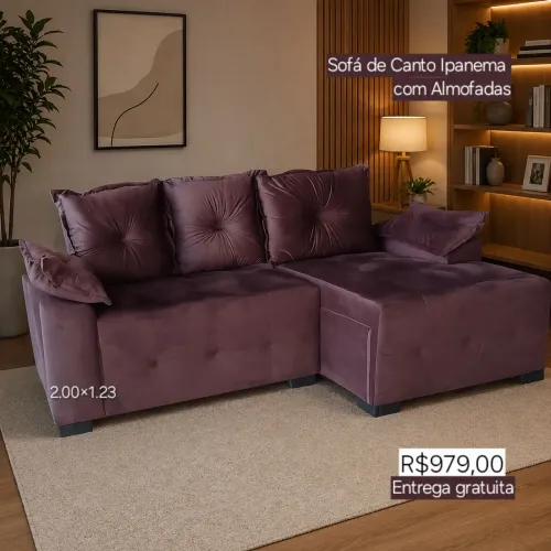 PROMOÇÃO URGENTE - Sofá Ipanema 3 Lugares COM CHAISE Marrom Disponível