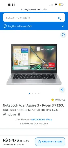 Notebook Acer Aspire