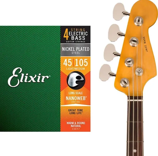 Encordoamento para Contrabaixo Elixir 5 e 4 Cordas