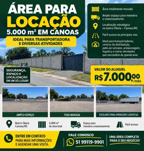 Lote/Terreno para aluguel tem 5000 metros quadrados em Olaria - Canoas - Rio Grande do Sul