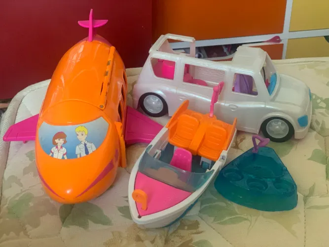 Lote avião , carro , barco Polly pocket