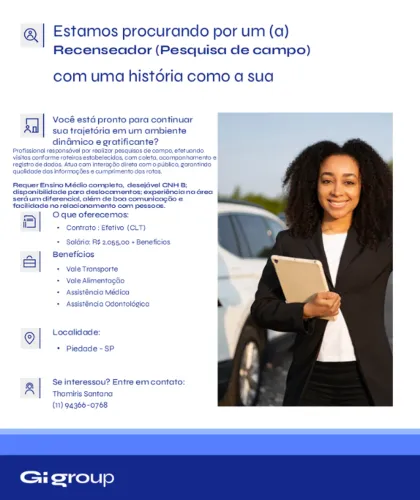 Recenseador (Pesquisa de campo) - Piedade - SP
