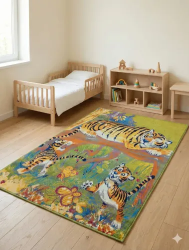 Tapete Infantil Egípcio 1,70x1,20m Tigrinhos - Perfeito Estado